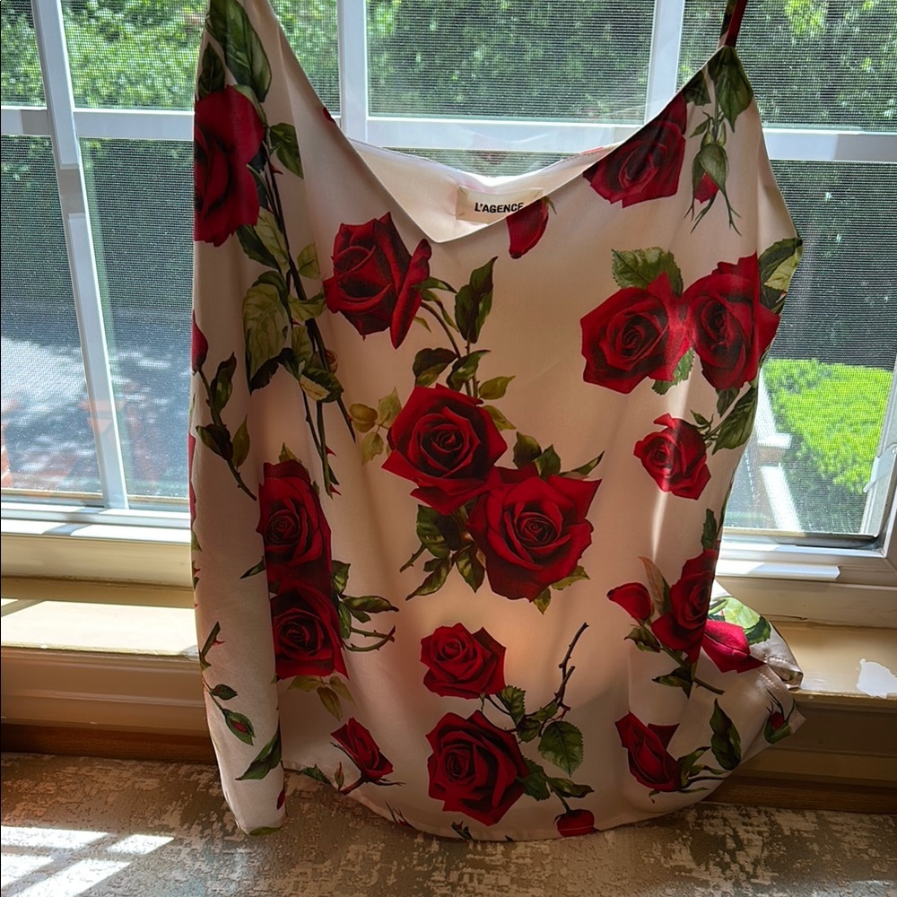 L'AGENCE Romantic Rose silk tank top - Picture 2 of 4